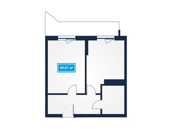 Планировка 2-комн 44,54 - 45,01 м²