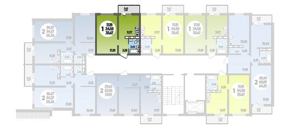 Планировка 1-комн 35,67 м²
