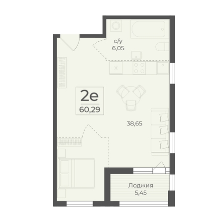 Планировка 2-комн 60,29 м²