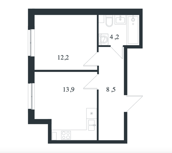 Планировка 1-комн 38,8 м²