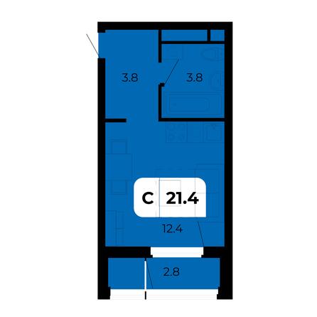 Планировка Студия 21,4 м²
