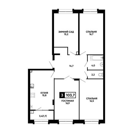 Планировка 3-комн 103,7 м²