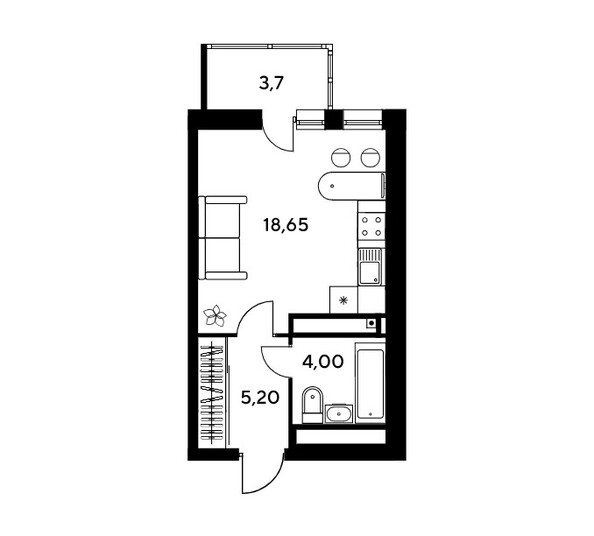 Планировка Студия 31,65 м²
