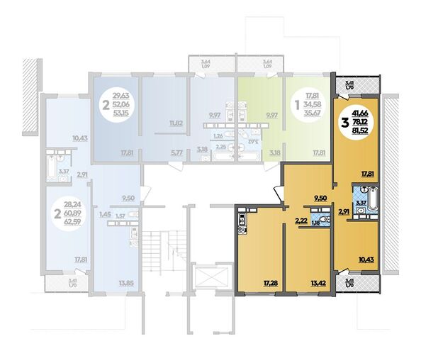 Планировка 3-комн 81,52 м²