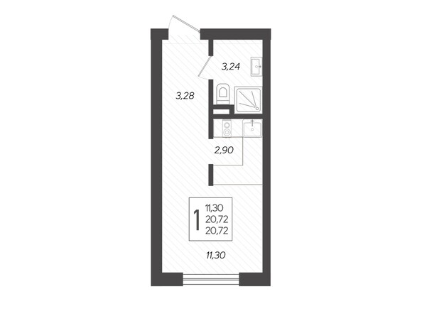 Планировка Студия 20,72 м²