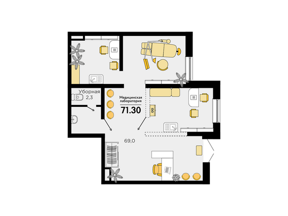 Планировка  71,3 м²