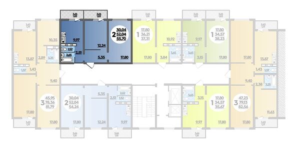 Планировка 2-комн 55,7 м²