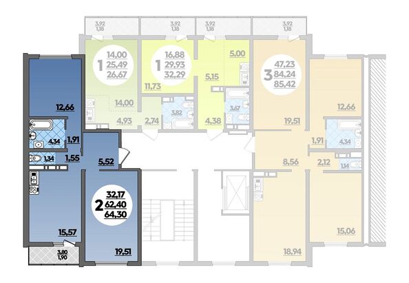 Планировка 2-комн 64,3 м²