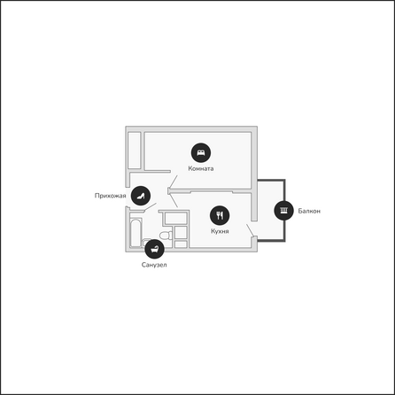 Планировка 1-комн 37,72 м²