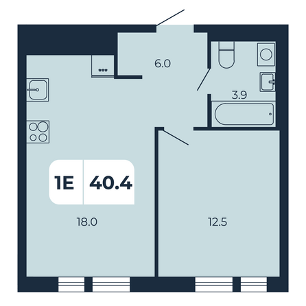 Планировка 1-комн 40,4 м²