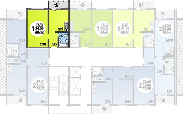 Планировка 1-комн 36,4 м²