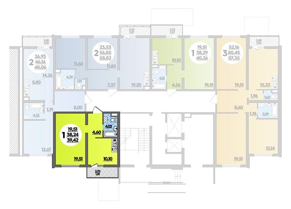 Планировка 1-комн 39,42 м²