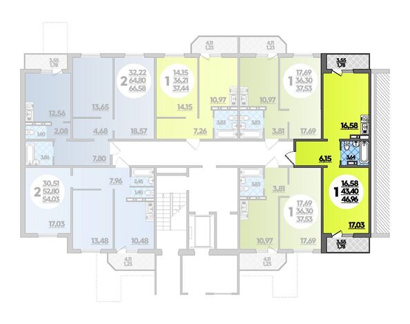 Планировка 1-комн 46,96 м²