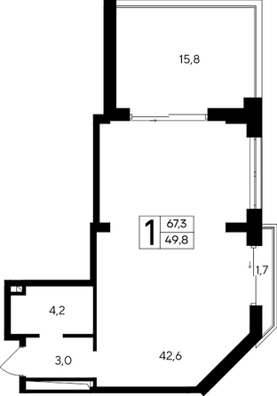 Планировка Апартамент 67,3 м²