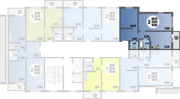 Планировка 2-комн 55,1 м²
