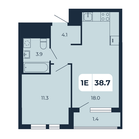 Планировка 1-комн 38,7 м²