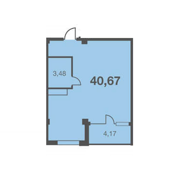 Планировка 1-комн 40,67 м²