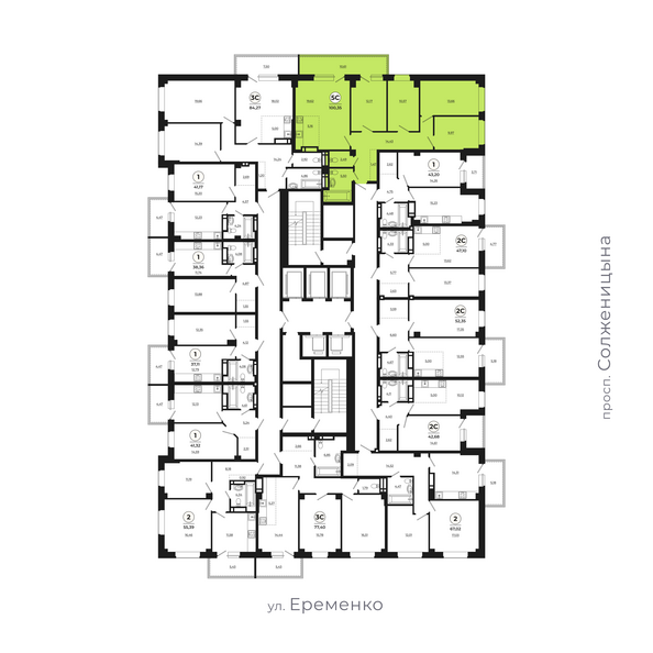 Планировка 5-комн 100,5 - 100,69 м²