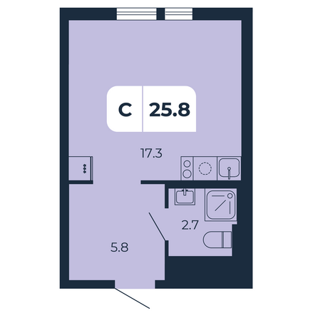 Планировка Студия 25,8 м²