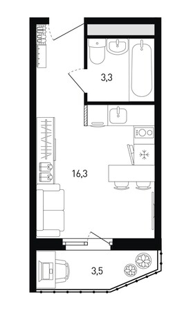 Планировка Студия 20,7 м²