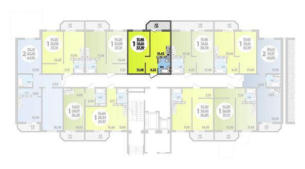 Планировка 1-комн 37,39 м²