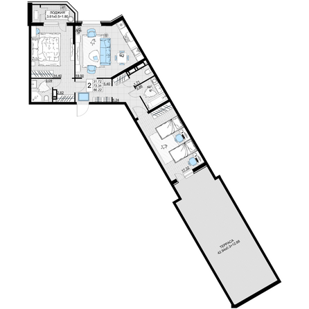 Планировка 2-комн 86,22 м²