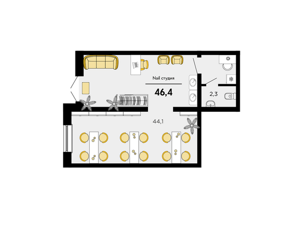 Планировка  46,4 м²