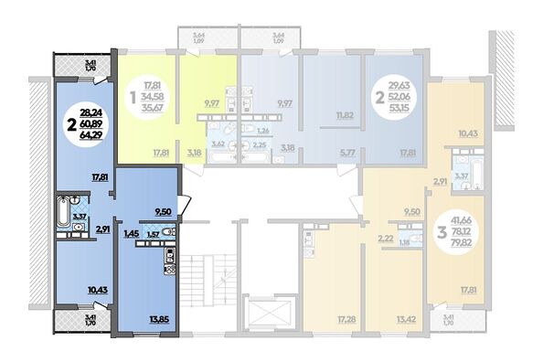 Планировка 2-комн 64,29 м²