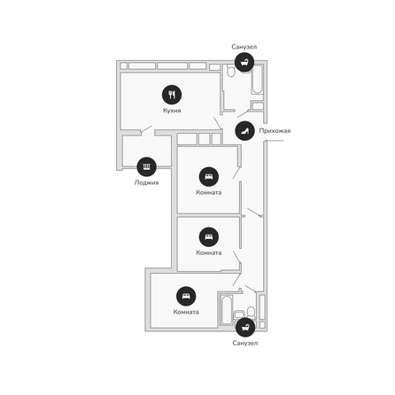 Планировка 3-комн 92,45 м²