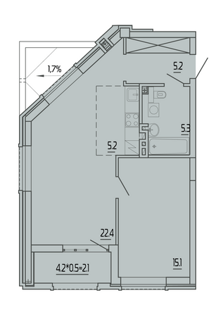 Планировка 2-комн 55,3 м²