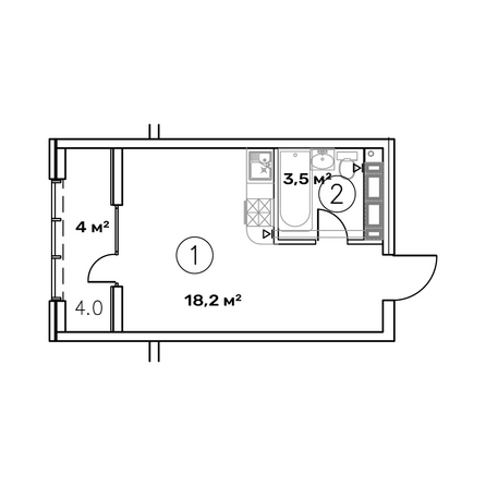 Планировка Студия 25,7 м²