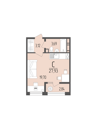 Планировка Студия 27,93 м²