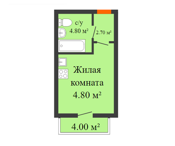 Планировка 1-комн 25,5 м²