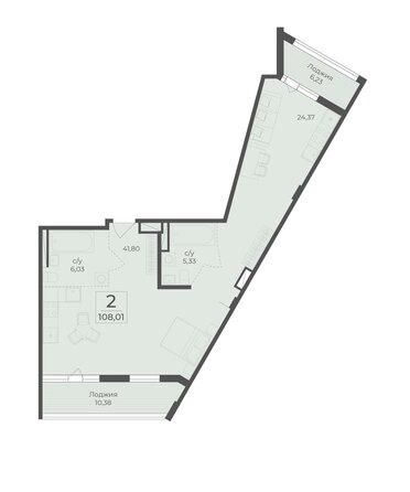 Планировка 2-комн 108,01 м²