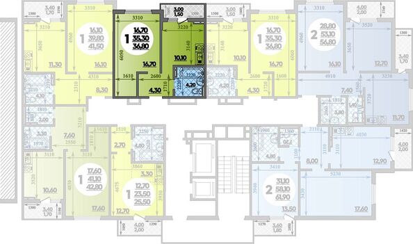 Планировка 1-комн 36,8 м²