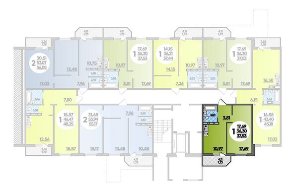 Планировка 1-комн 37,53 м²