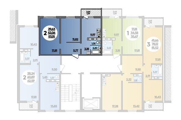 Планировка 2-комн 53,15 м²