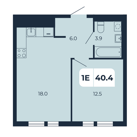 Планировка 1-комн 40,4 м²