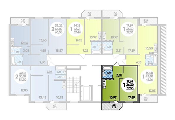 Планировка 1-комн 37,53 м²