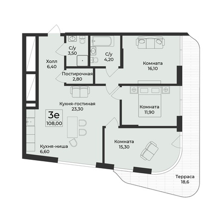 Планировка 4-комн 108, 117,3 м²
