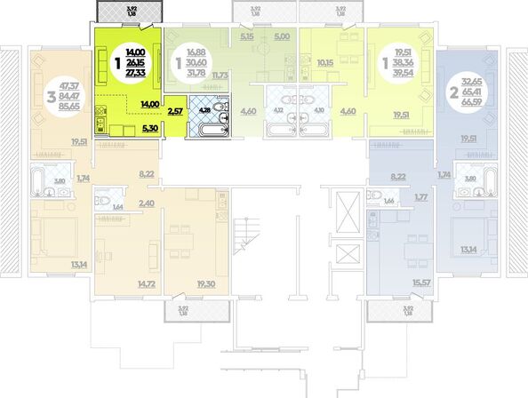 Планировка 1-комн 27,33 м²