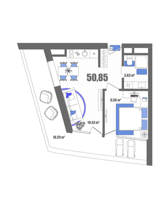 Планировка Номер 50,85 м²