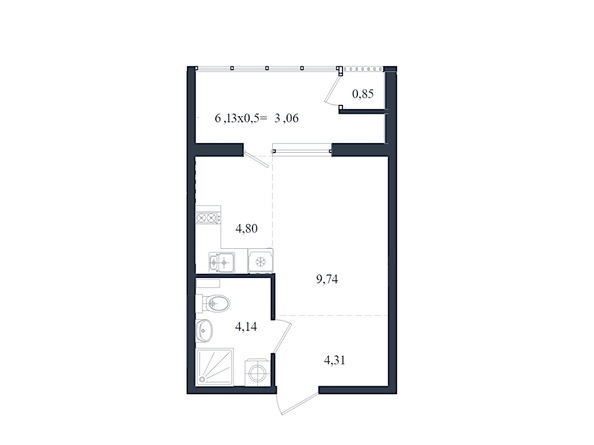 Планировка Студия 26,66 - 26,93 м²