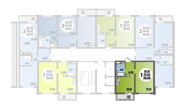 Планировка 1-комн 38,58 м²
