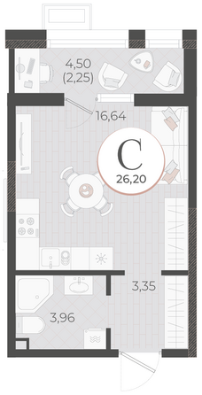 Планировка Студия 26,2 м²