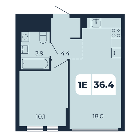 Планировка 1-комн 36,4 м²