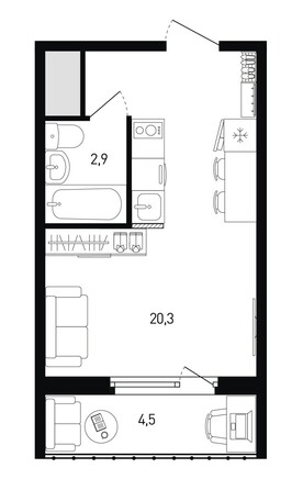 Планировка Студия 24,6 м²