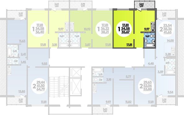 Планировка 1-комн 35,67 м²