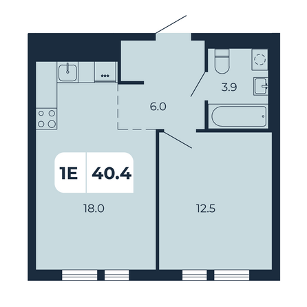 Планировка 1-комн 40,4 м²