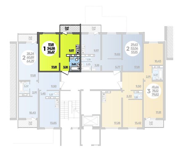 Планировка 1-комн 35,67 м²